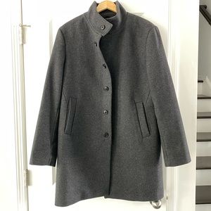 Club Monaco Funnel Neck Coat - Dark Grey - Size 44